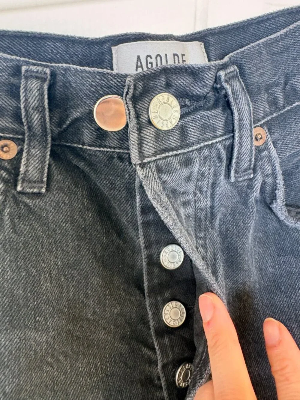 AGOLDE Black Dee Ultra High Rise Cutoff Denim Shorts 3